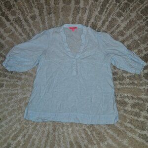 Lilly Pulitzer Mialeigh Linen Shirt Light Blue Size 10